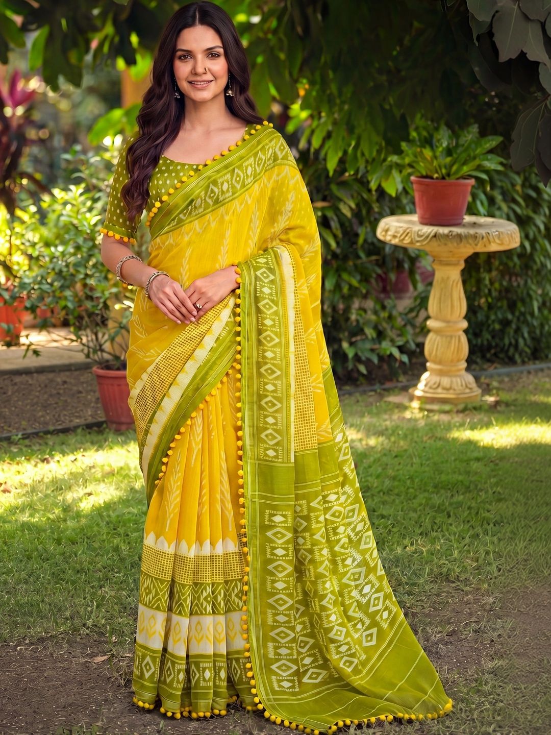 Anouk Ethnic Motif Ikat Sarees for Everyday Grace