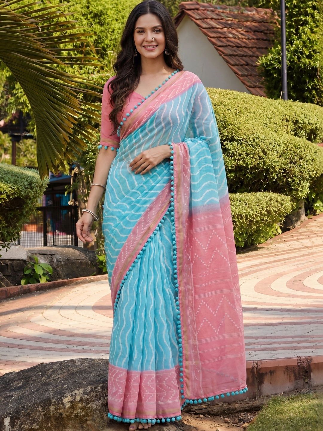 Anouk Ethnic Motifs Designer Ikat Sarees