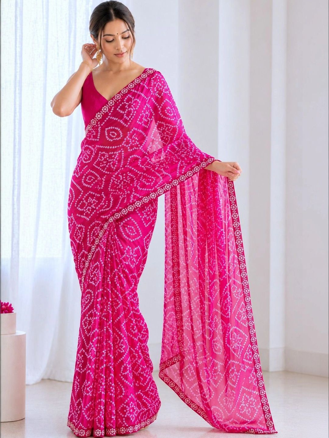 Anouk Mirage Sequinned Bandhani Saree Women