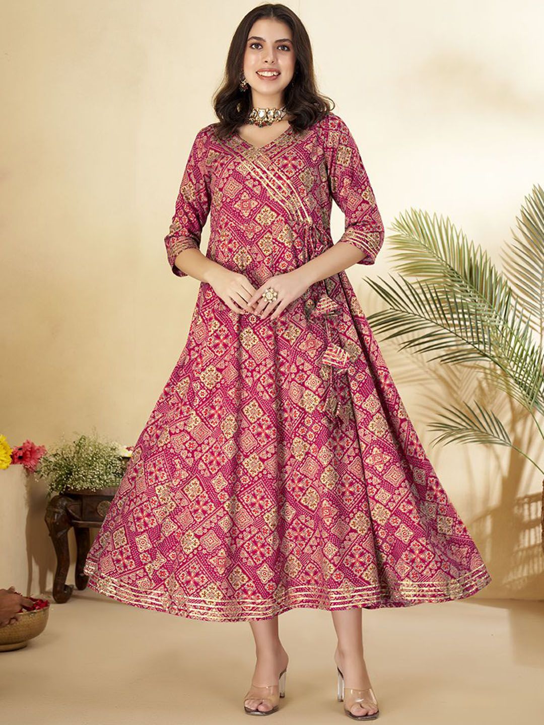 Anouk Printed Flared Midi Ethnic Dress