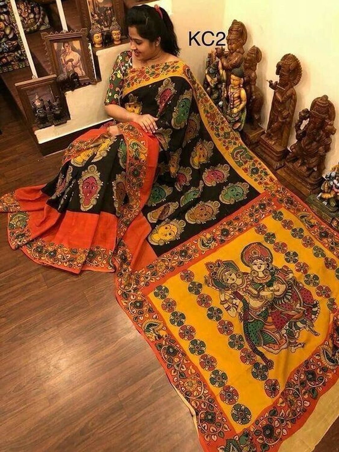 Arpita Fashion Kalamkari Linen Blend Saree