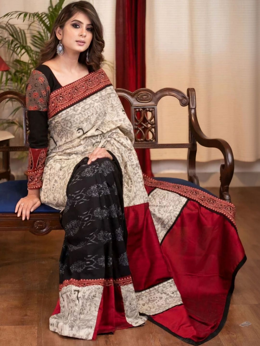 Arpita Fashion Pure Linen Kalamkari Saree