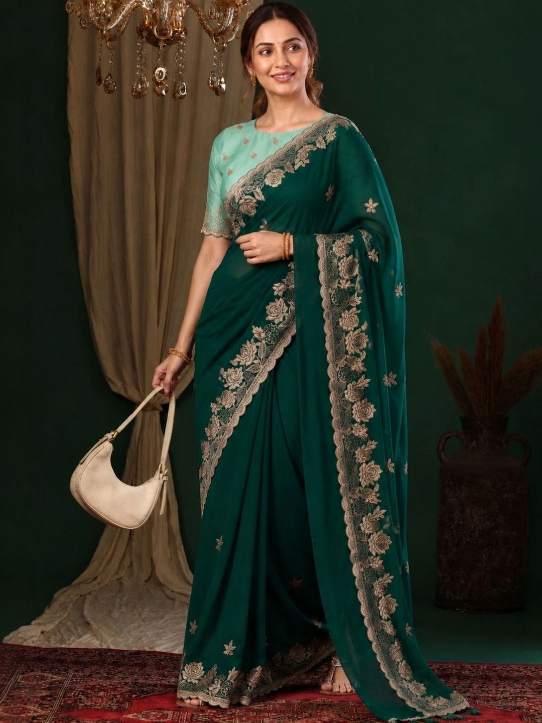 Being Stylo Heavy Work Poly Georgette Saree