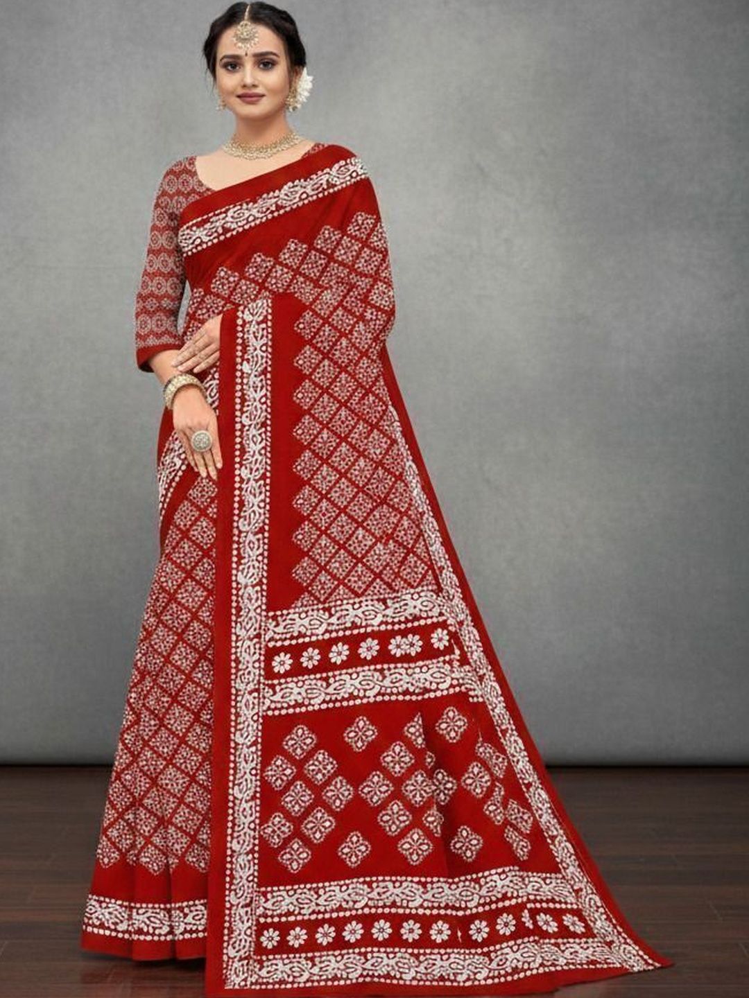 Classic Cotton Bandhani Saree Women