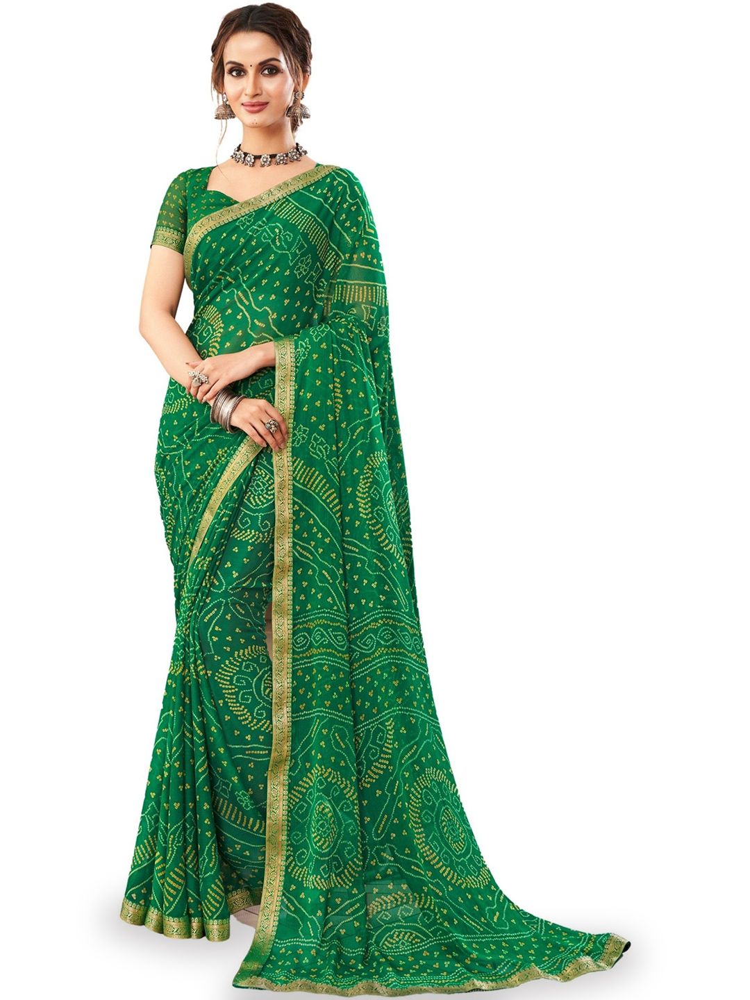 Durga Emporio Chiffon Bandhani Saree Women