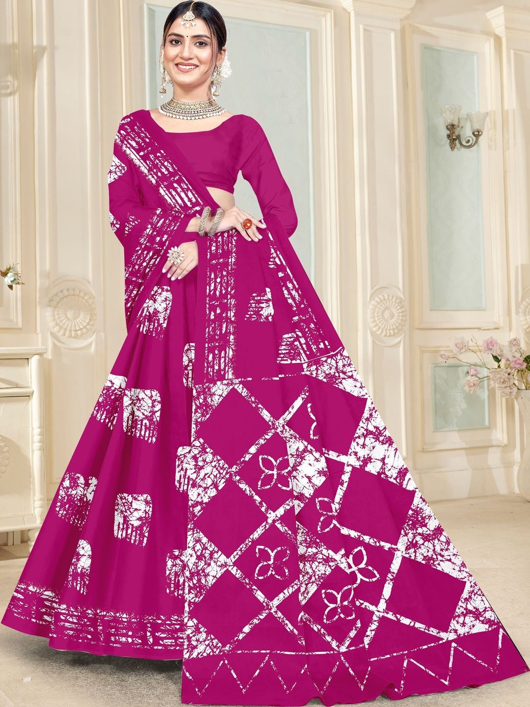 Elegant Cotton Bandhani Saree Women
