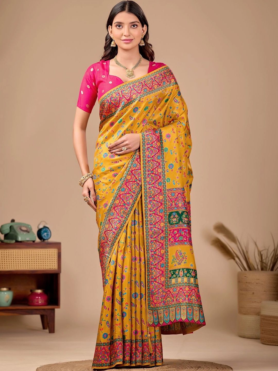 Embroidered Art Silk Banarasi Kalamkari Saree