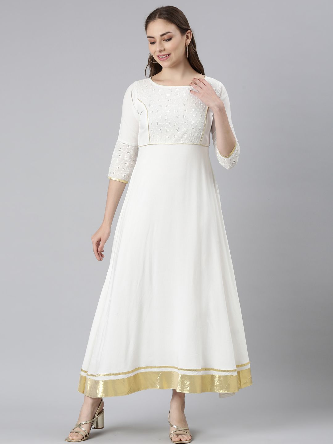 Embroidered Empire Maxi Indo-Western & Ethnic Dress for Women