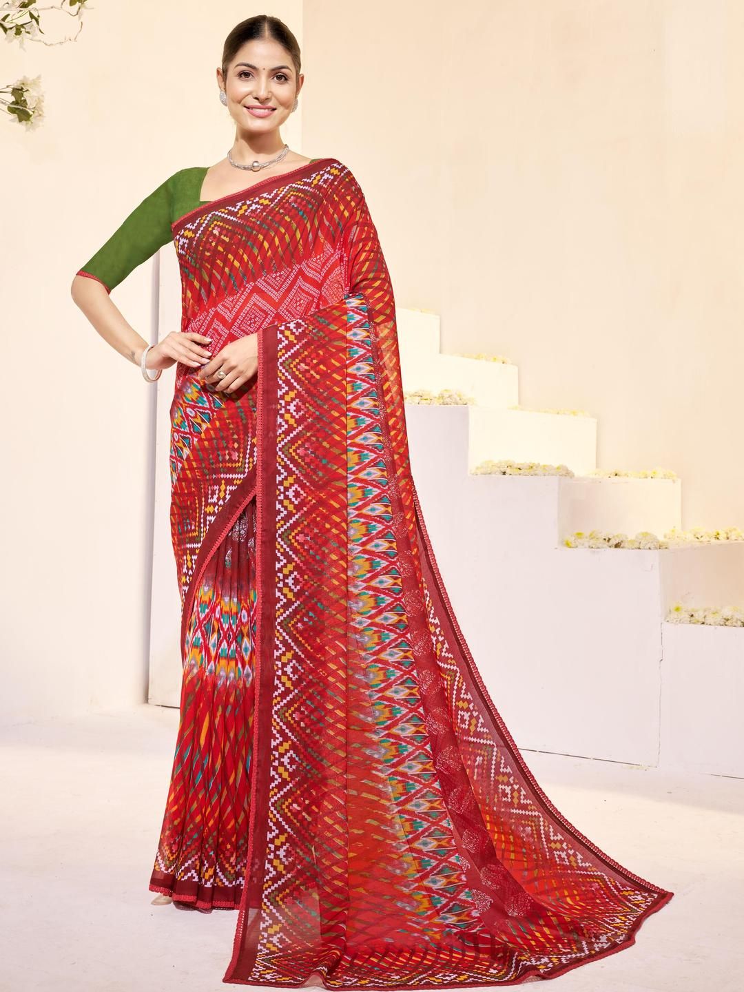 Embroidered Georgette Designer Casual Saree For Women