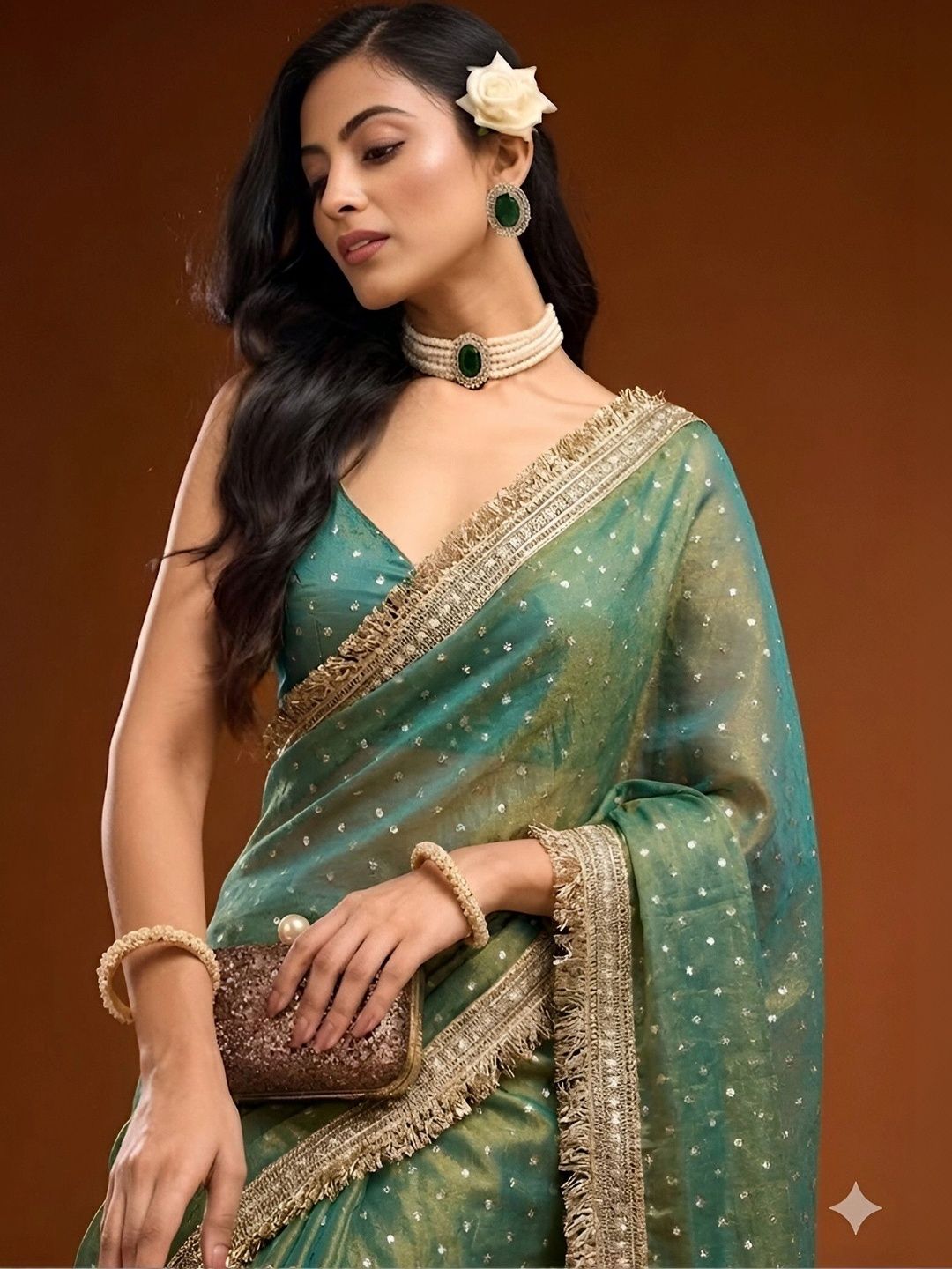 Embroidered Silk Cotton Bandhani Saree Women