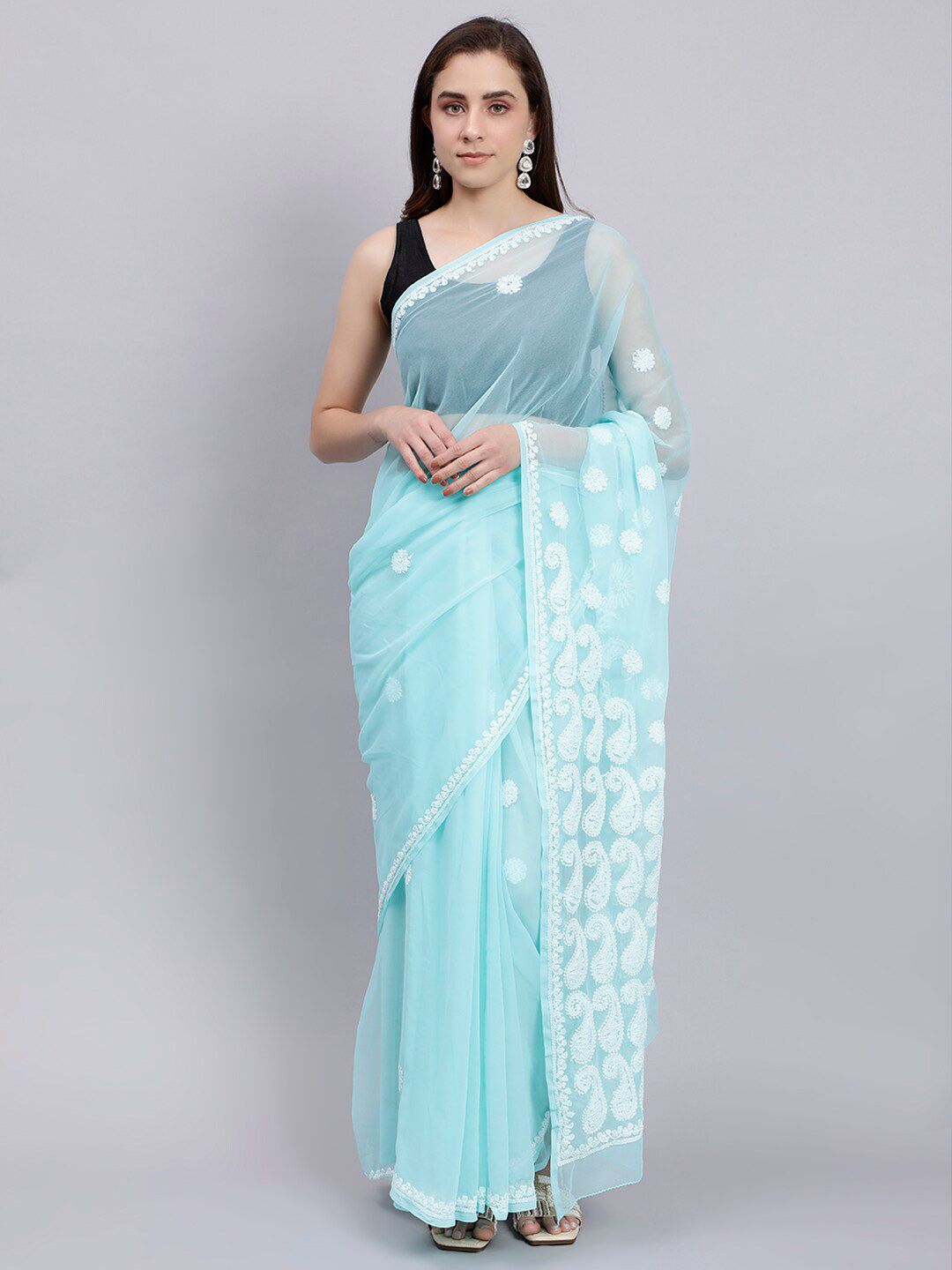 Ethnic Motifs Chikankari Saree