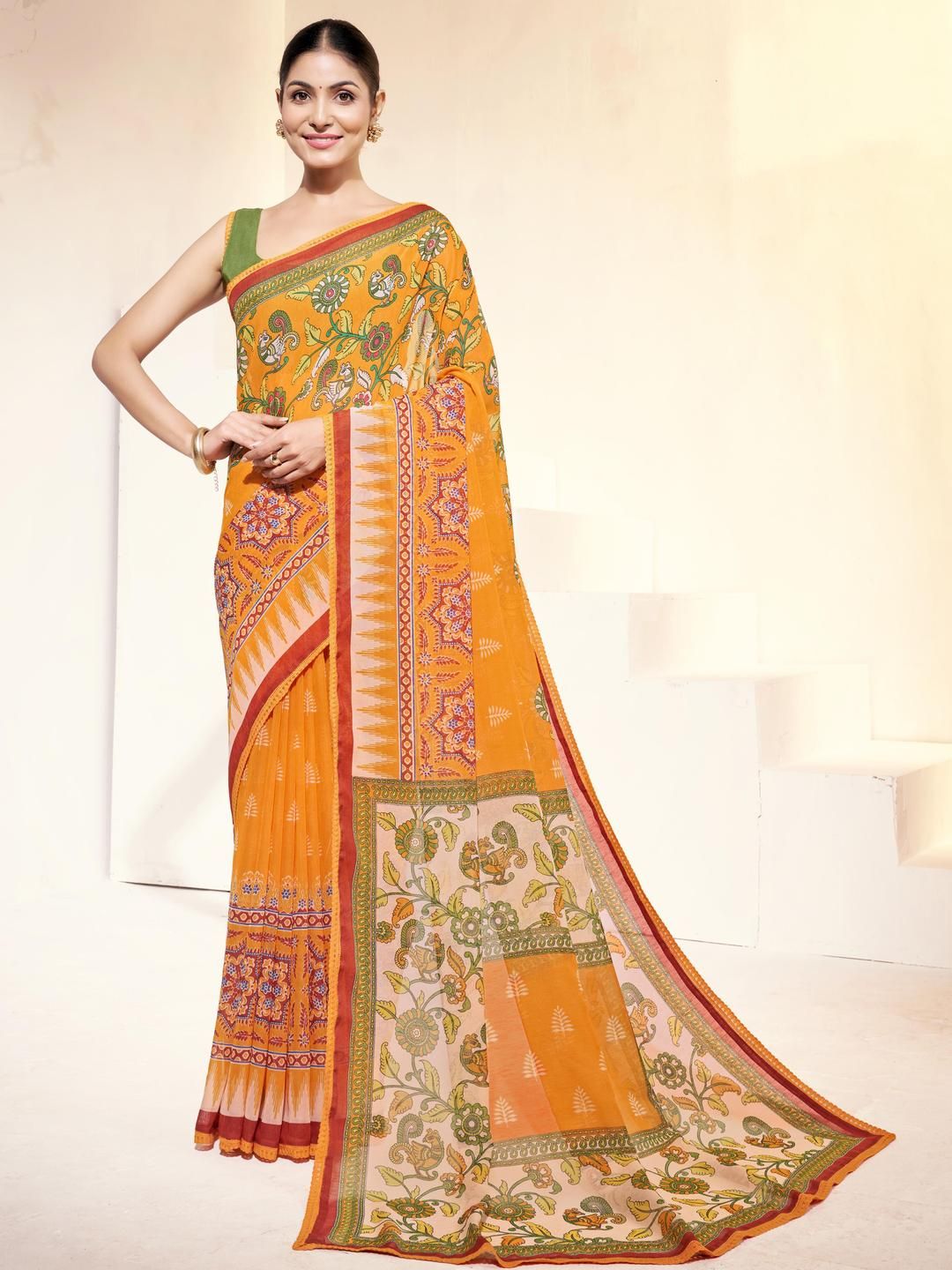 Ethnic Motifs Georgette Casual Saree For Women
