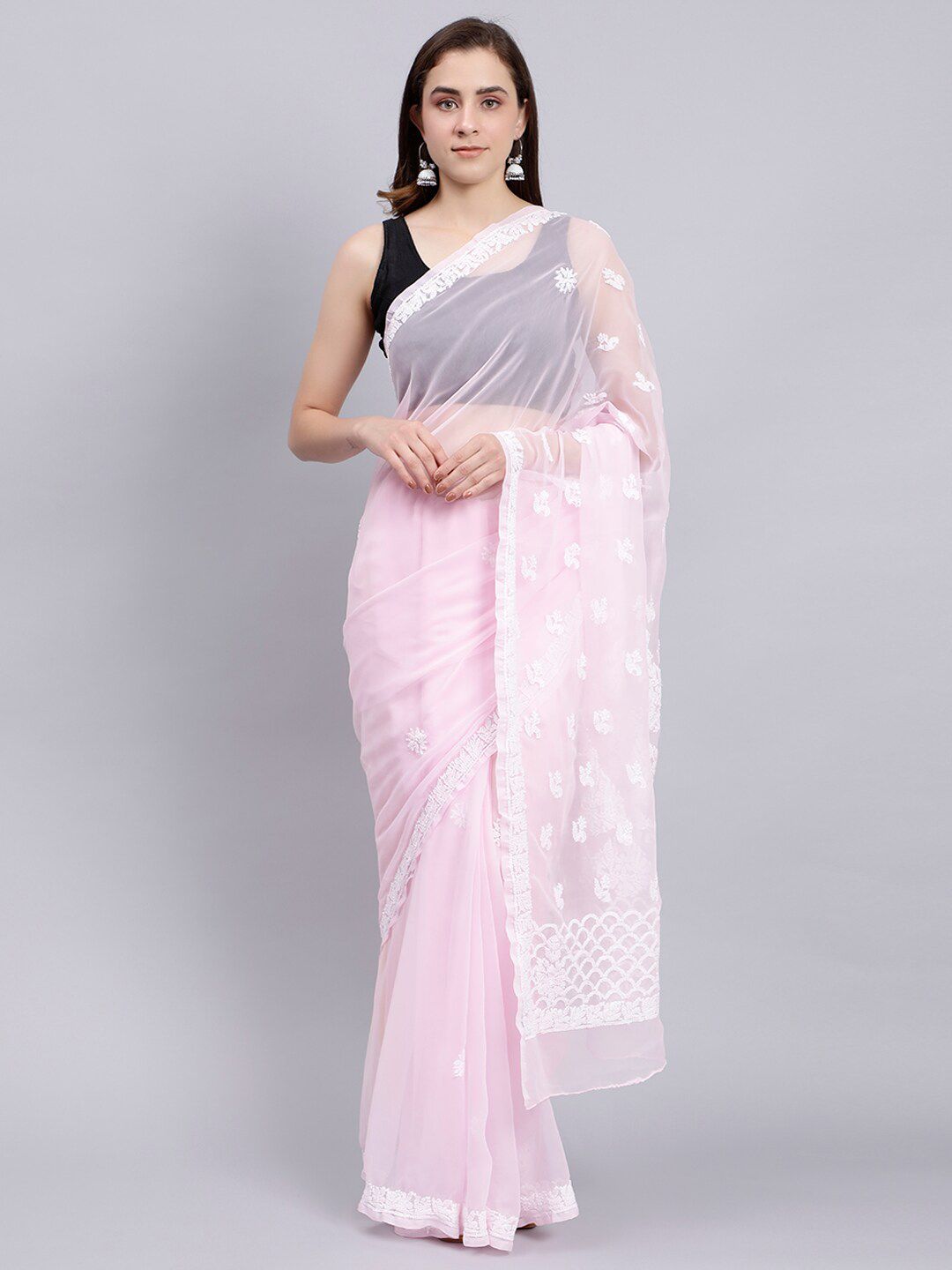 Floral Embroidered Lucknowi Chikankari Sarees by Seva