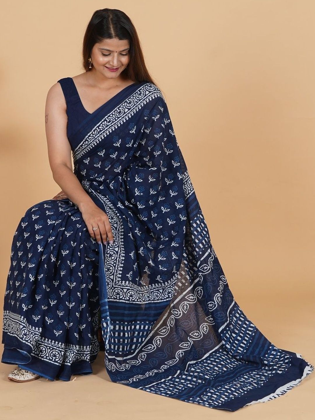 Floral Pure Cotton Ikat Sarees