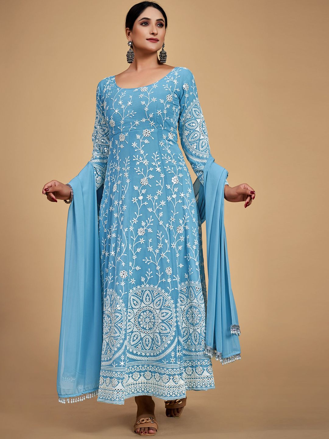 Floral Thread Work Indo-Western & Ethnic Dress for Women