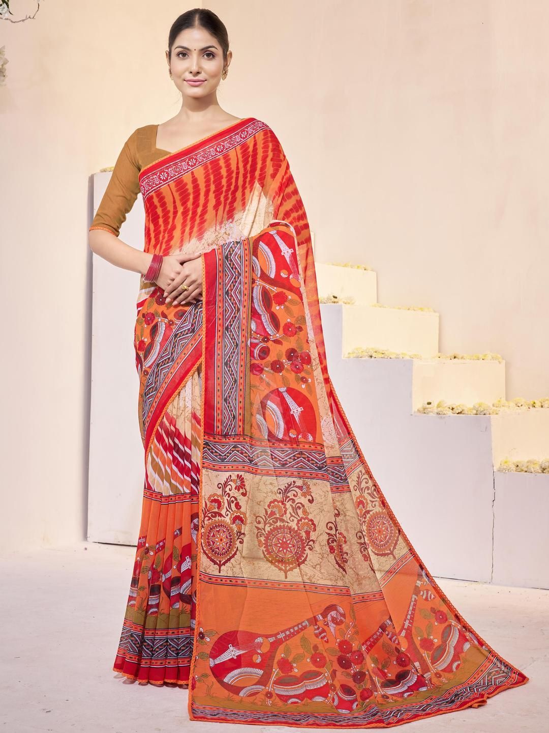 Garden Vareli Pure Georgette Casual Saree For Women
