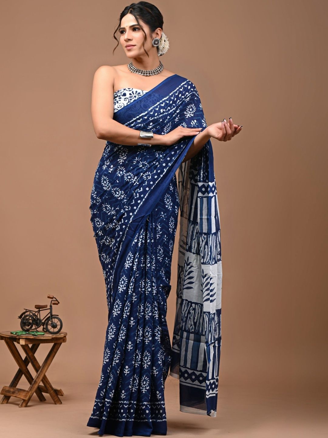 HERE&NOW Batik Pure Cotton Ikat Sarees