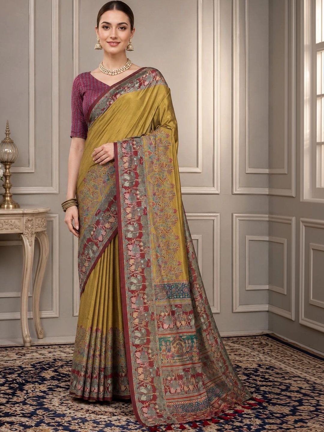 HERE&NOW Silk Blend Block Print Saree