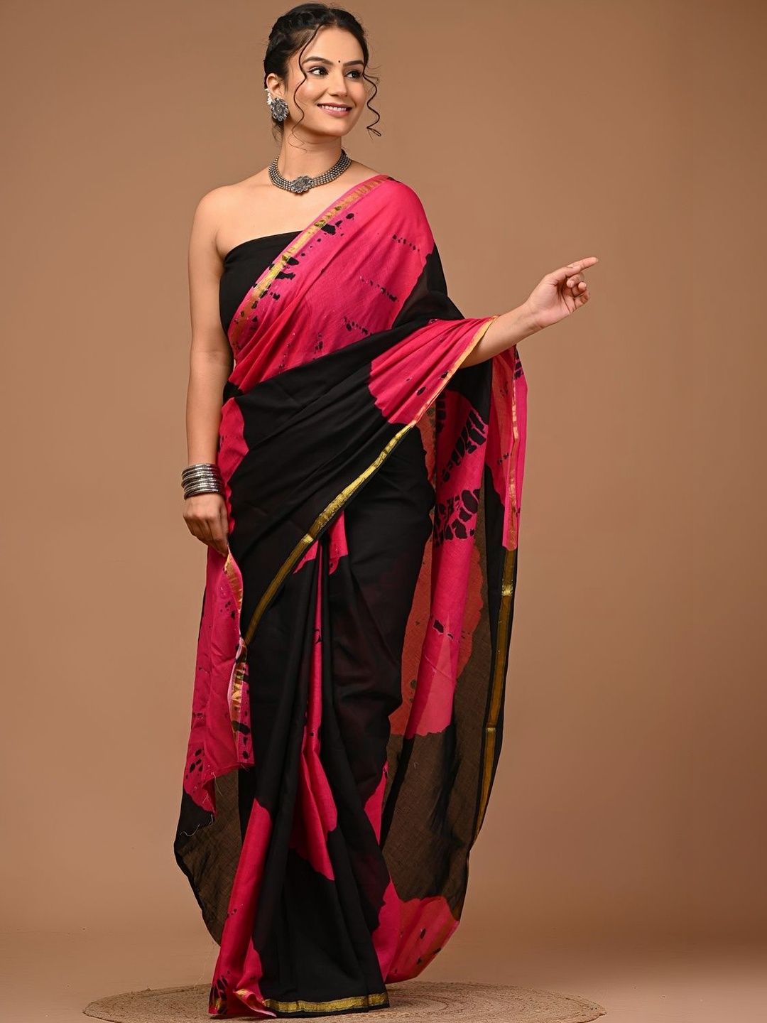 HERE&NOW Tie And Dye Handloom Ikat Sarees