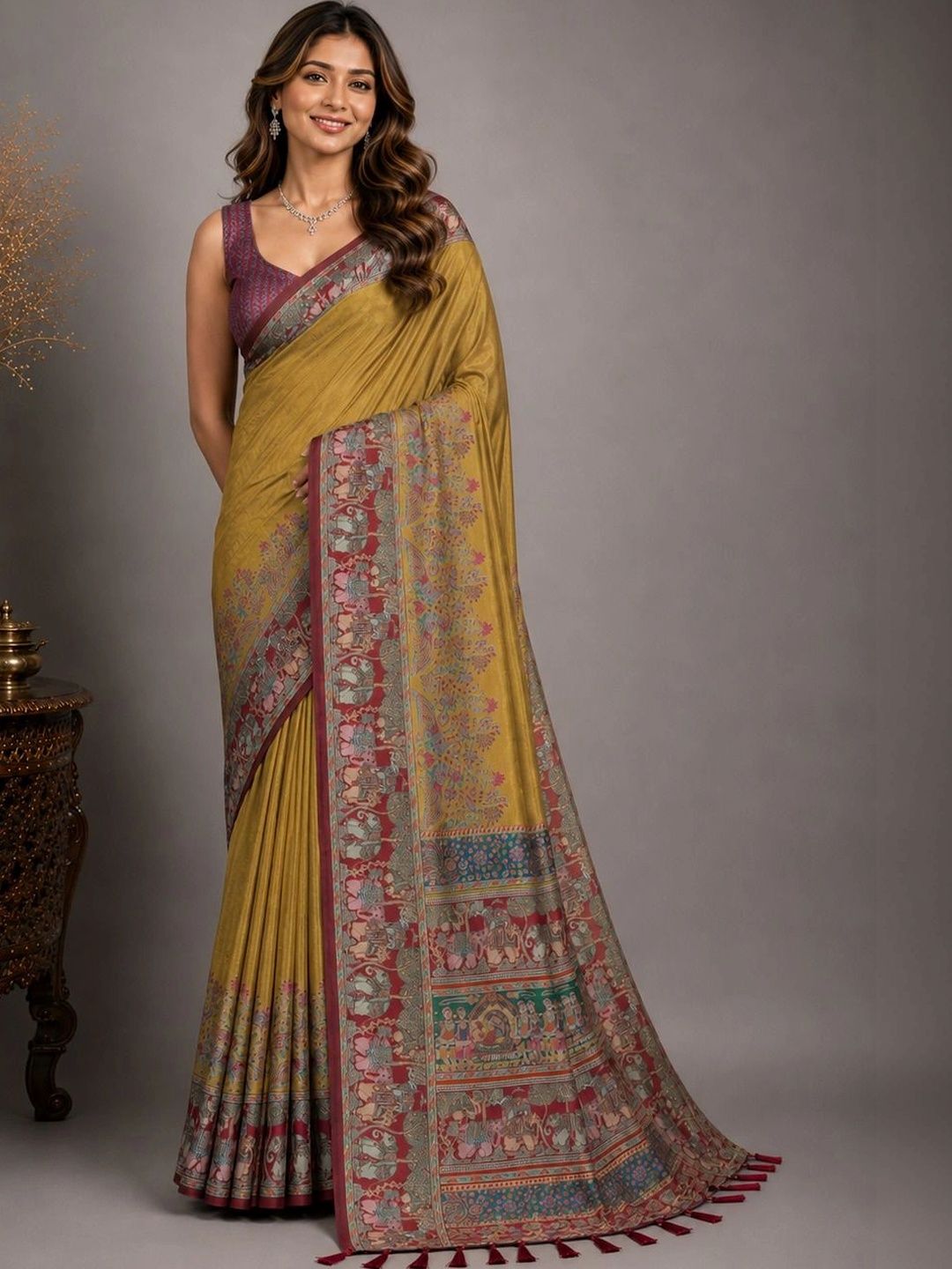 House Of Pataudi Royal Silk Blend Kalamkari Saree