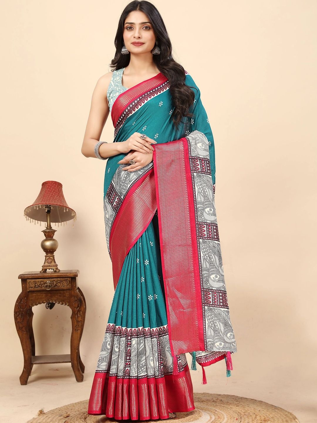 House of Varnatantu Silk Blend Kalamkari Saree