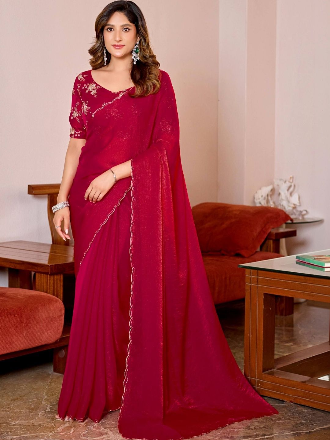 K 5 Fashion Embroidered Georgette Ikat Sarees