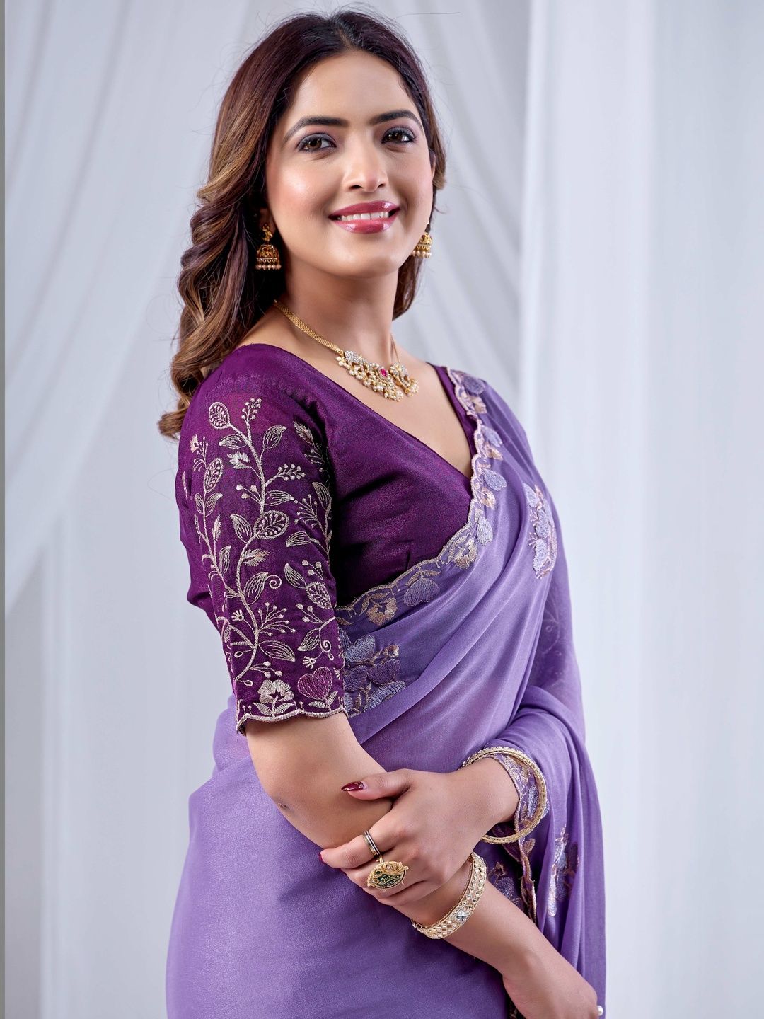K 5 Fashion Heavy Work Georgette Ikat Sarees
