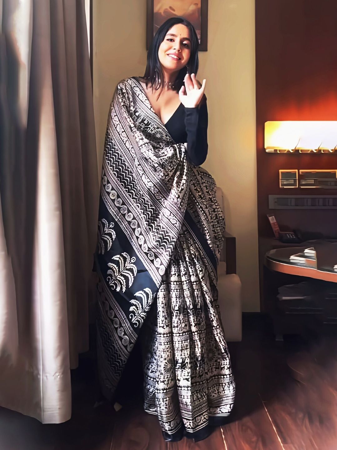 KALINI Block Print Kalamkari Saree