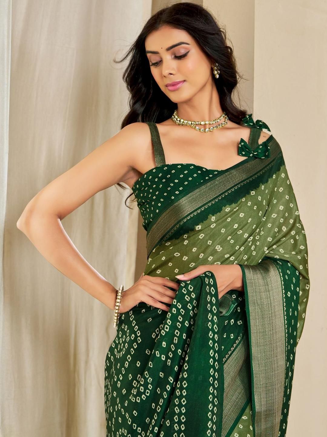 Kalini Dola Silk Bandhani Print Saree Women
