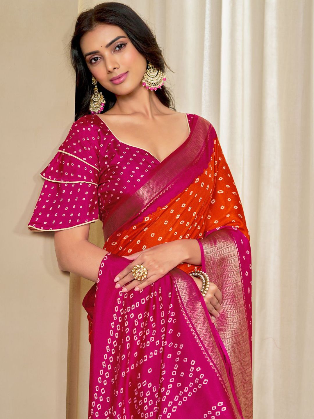 Kalini Dola Silk Bandhani Saree Women
