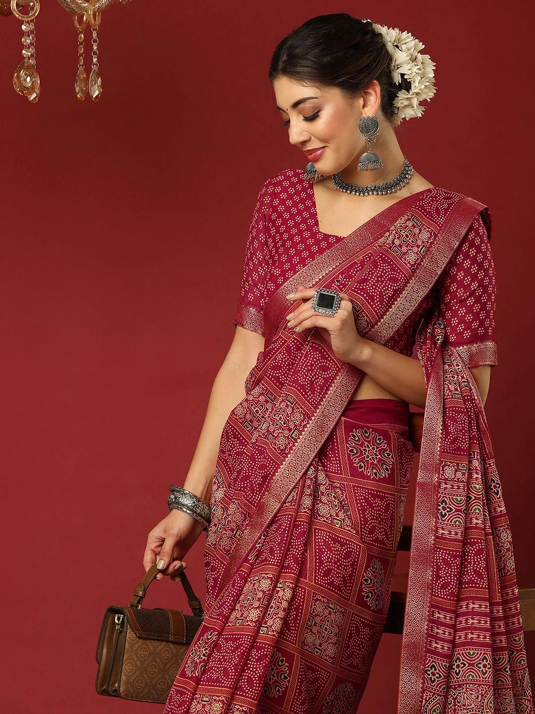 KALINI Pure Georgette Bandhani Saree