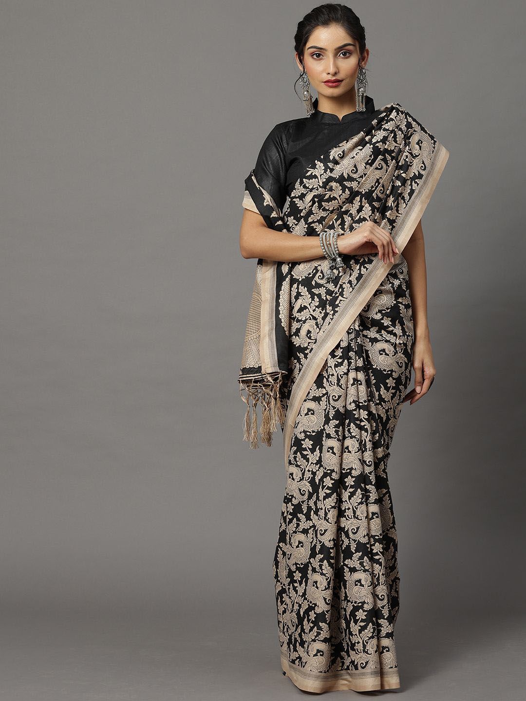 Kalini Silk Blend Bagru Kalamkari Saree