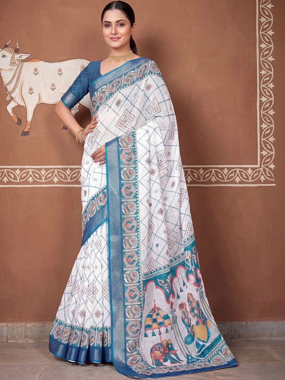 KALINI Zari Designer Kalamkari Saree