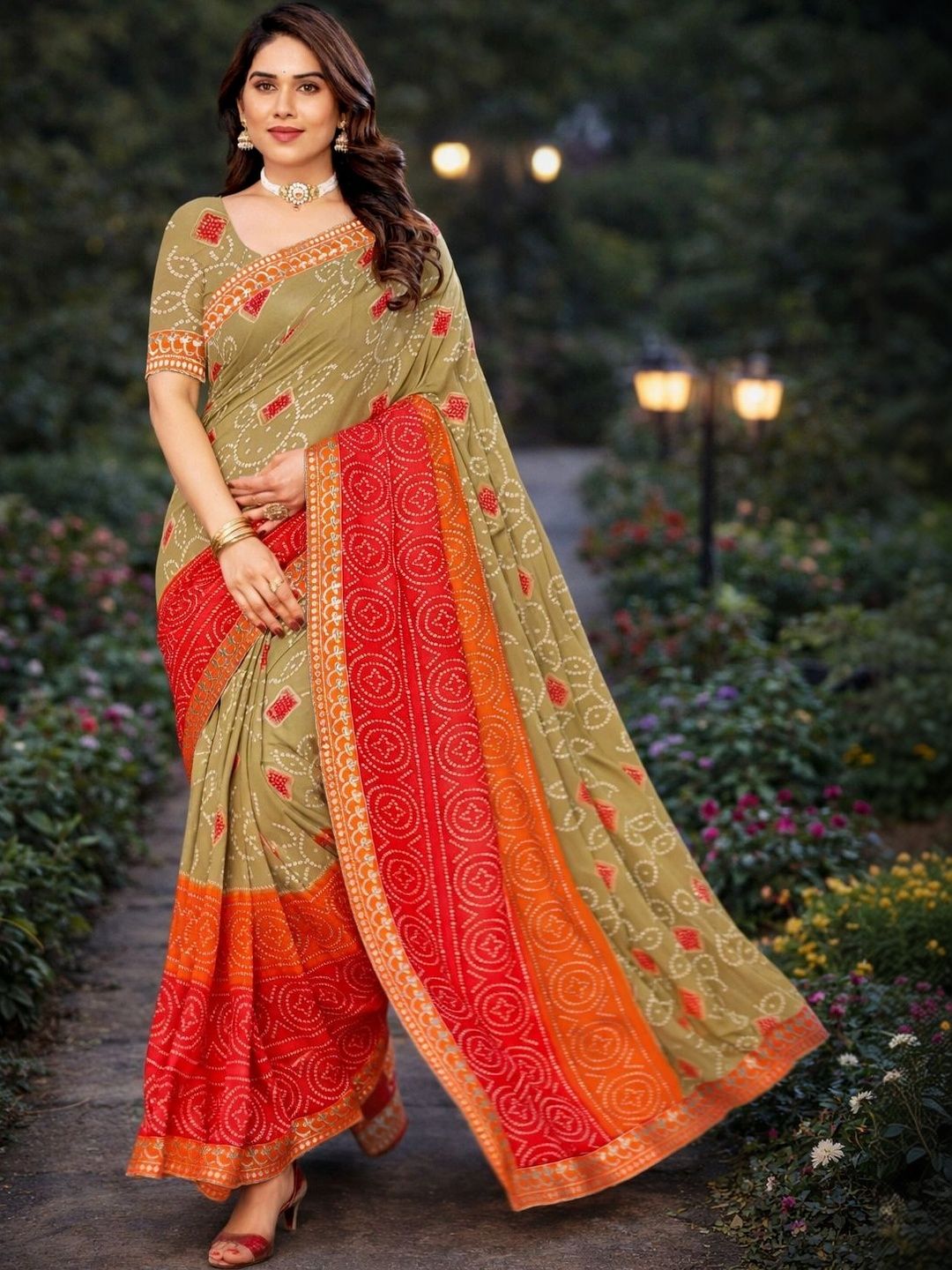 Kanurikaa Poly Georgette Bandhani Saree Women