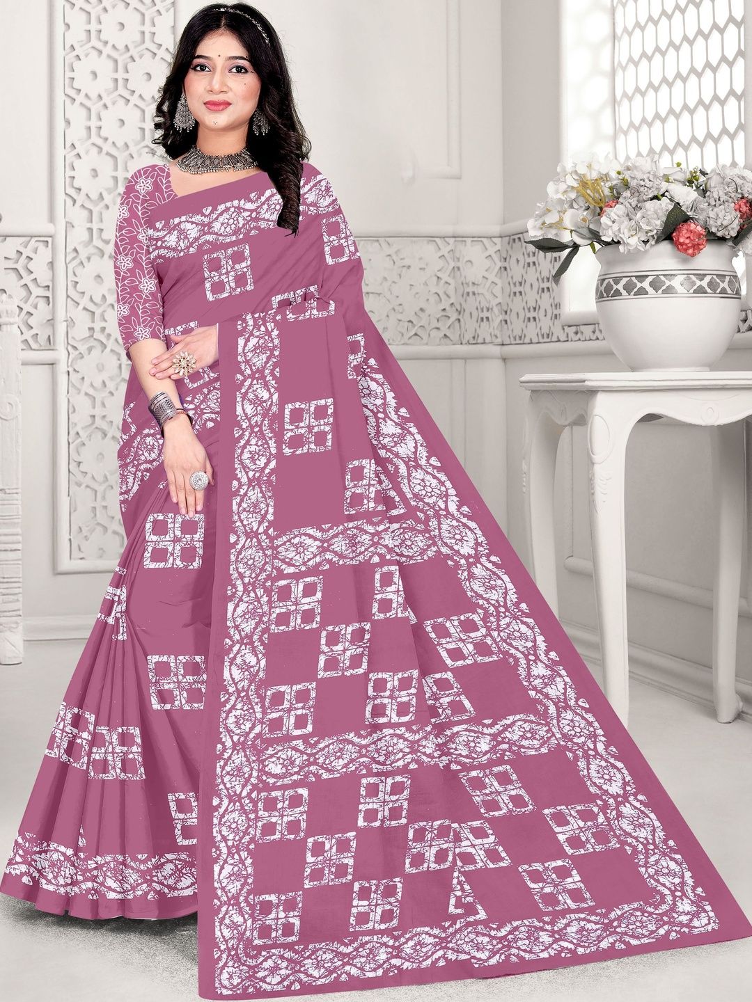 Karishma Batik Cotton Bandhani Saree Women