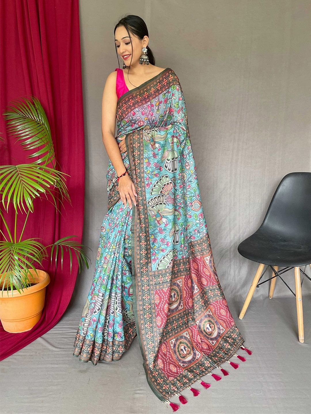 LeeliPeeri Elegant Kalamkari Printed Saree