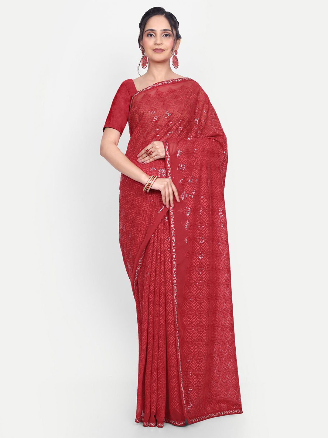 LTS Label Tripti Saxena Pure Georgette Chikankari Saree