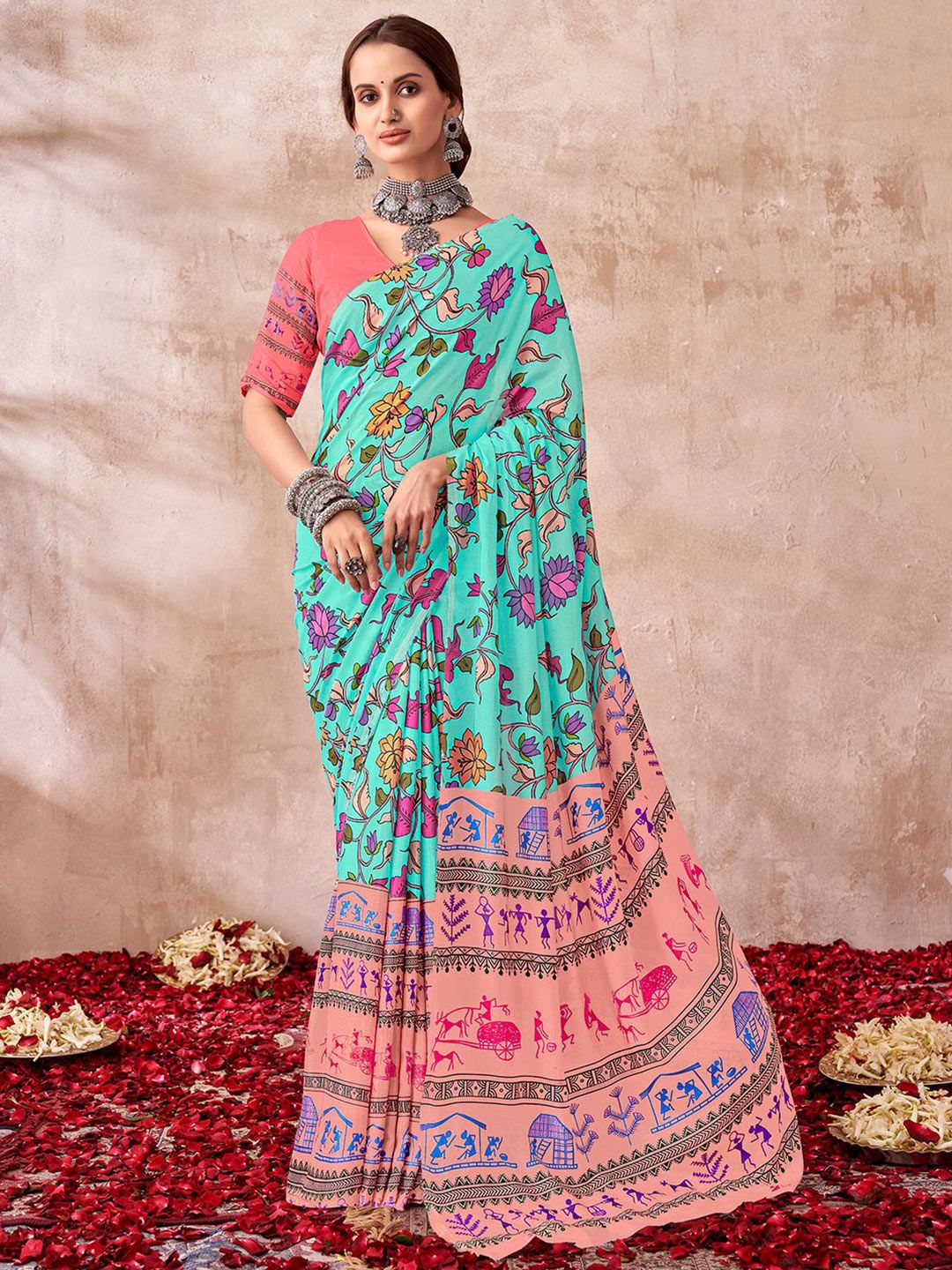 Mitera Georgette Designer Kalamkari Saree