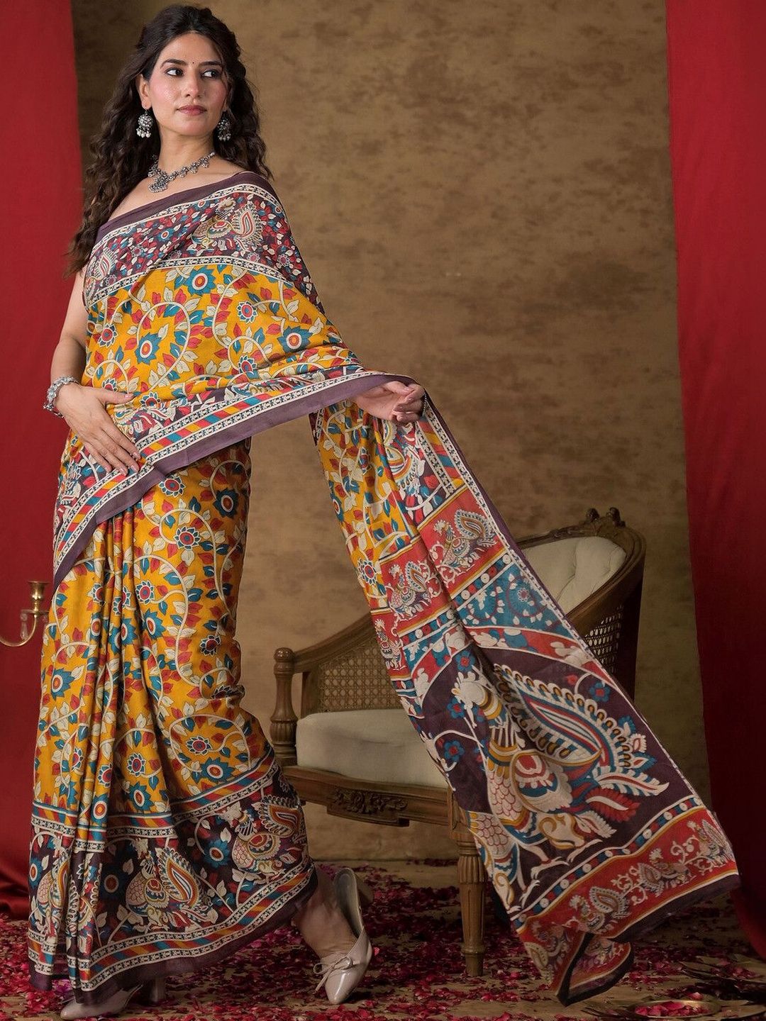 Mitera Handloom Pure Cotton Kalamkari Saree