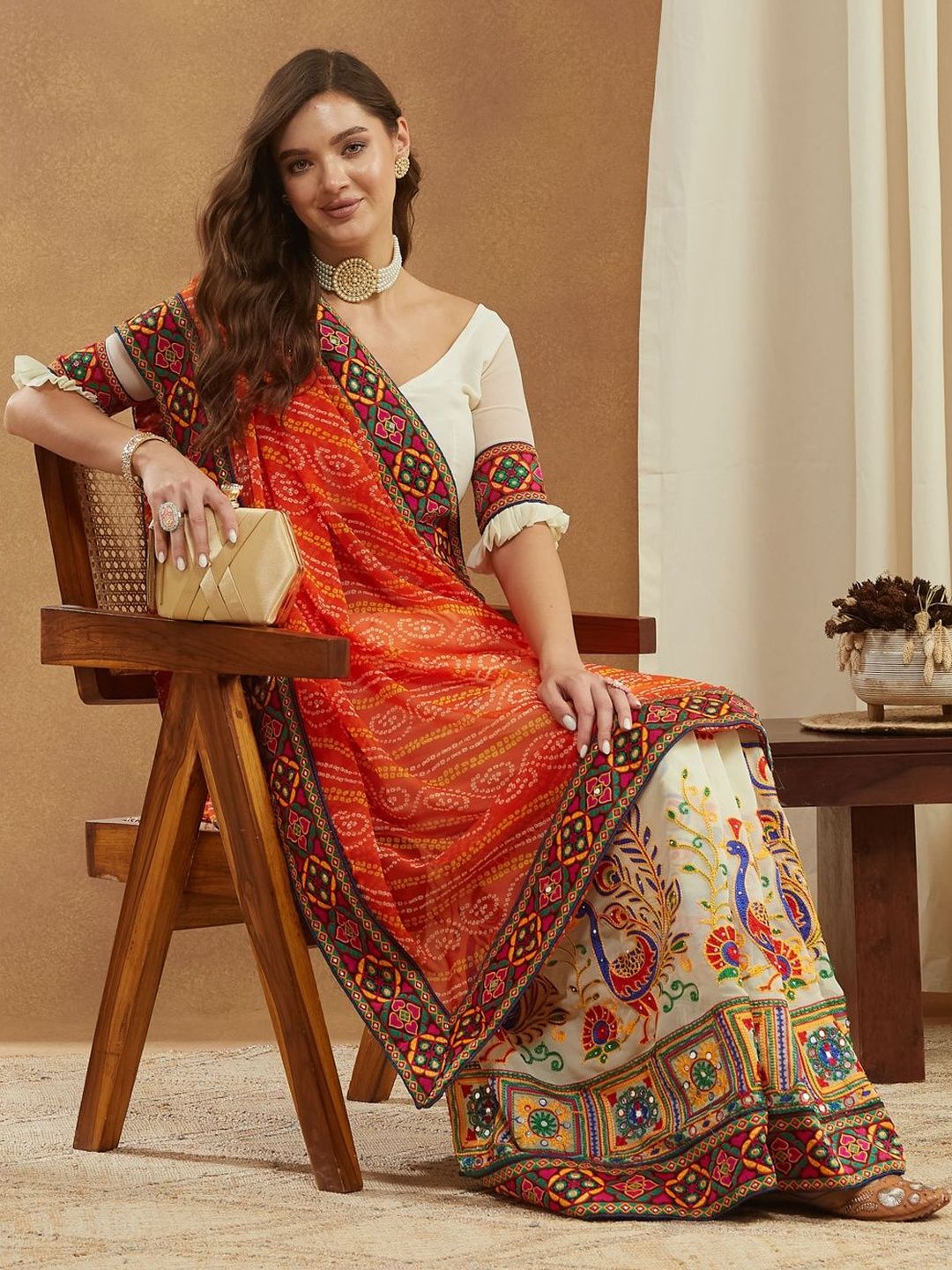 Mitera Heavy Embroidered Bandhani Saree Women