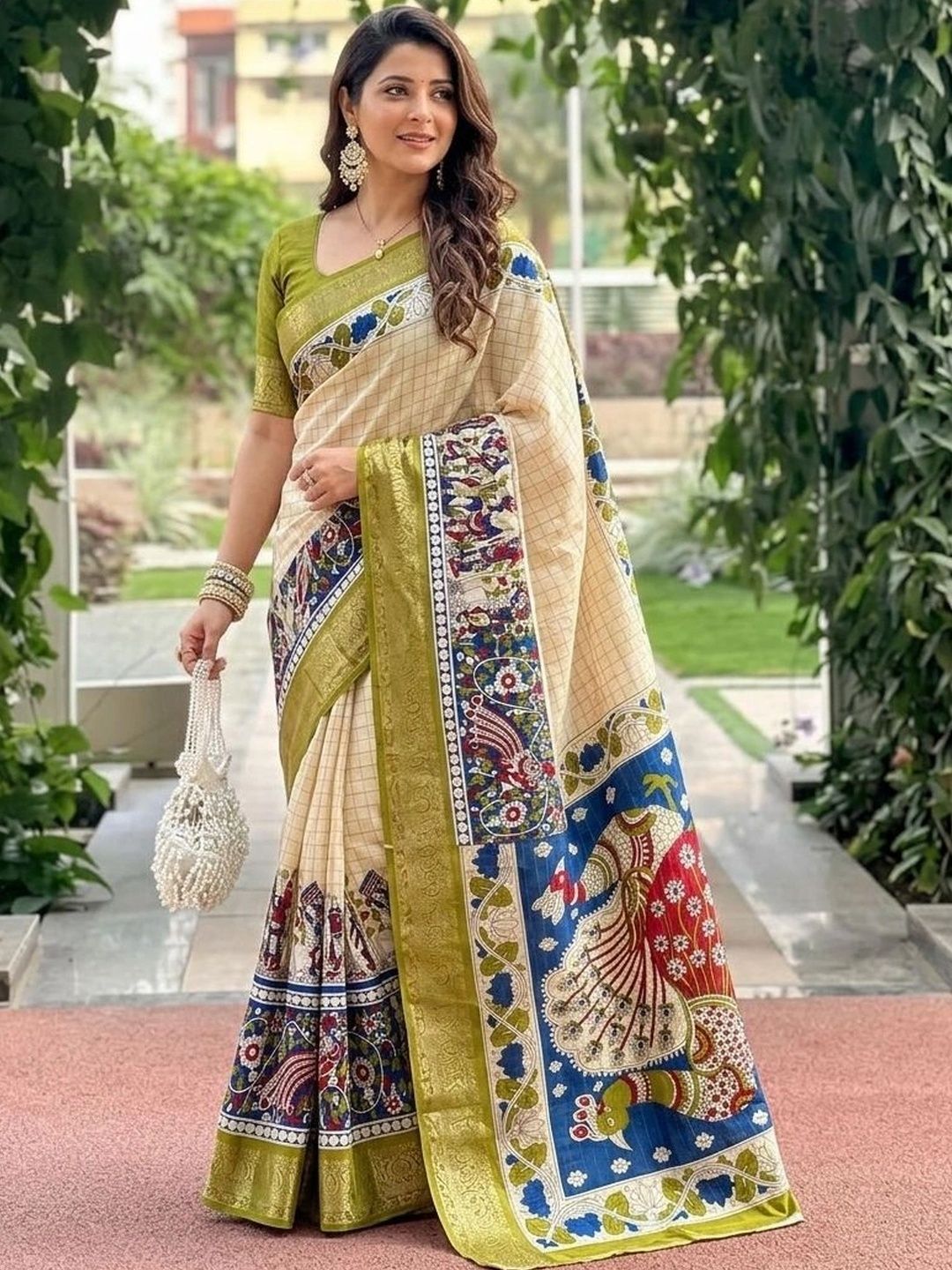 Mitera Zari Blend Kalamkari Saree