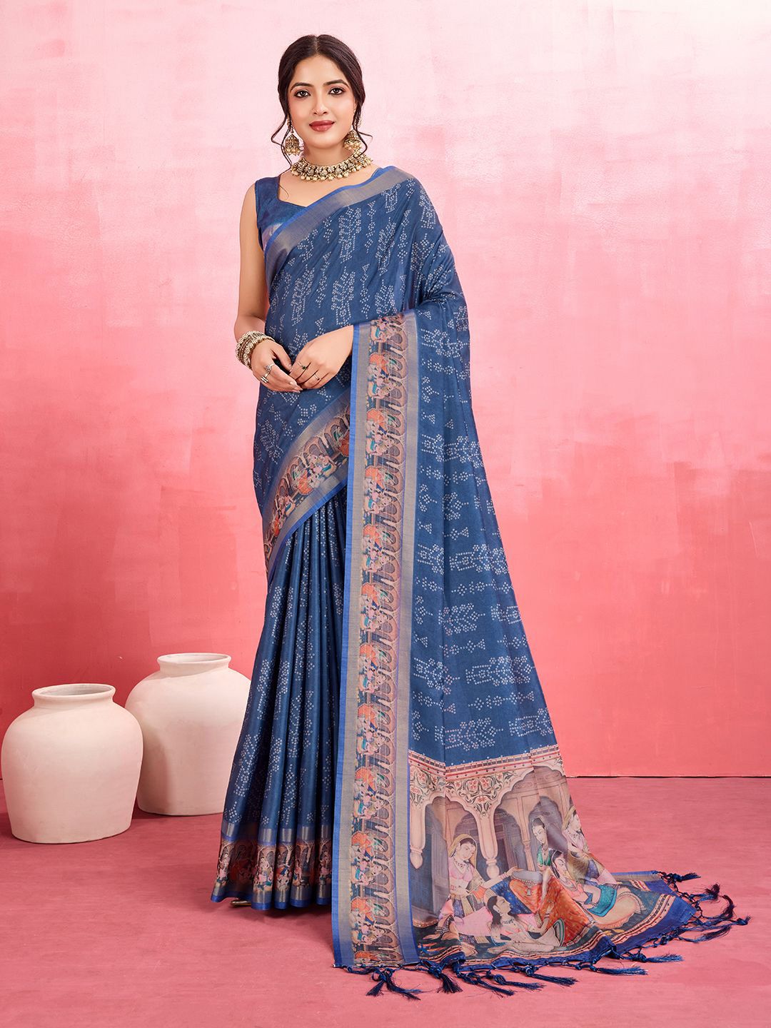 Mitera Zari Designer Kalamkari Saree