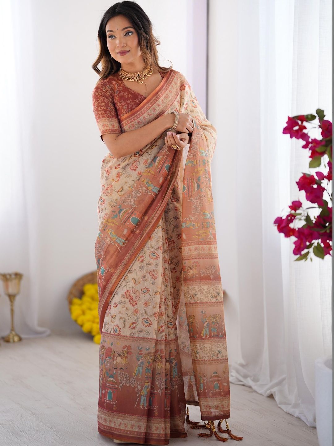 Moda Rapido Art Silk Designer Banarasi Kalamkari Saree