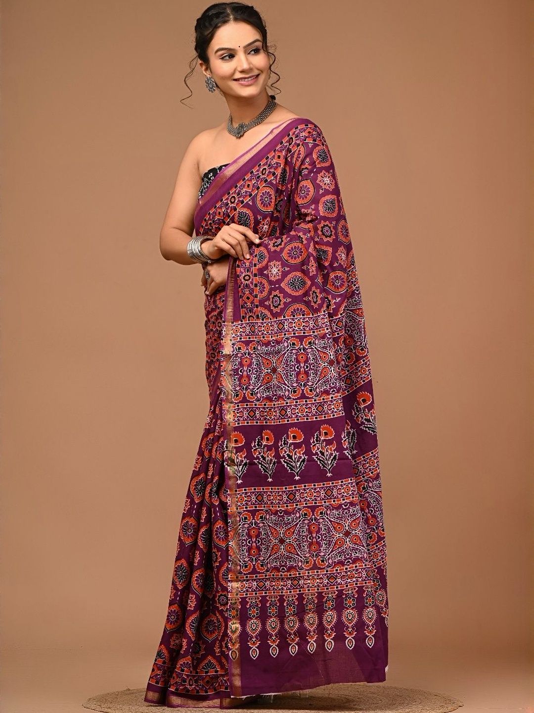 Moda Rapido Floral Pure Cotton Ikat Sarees