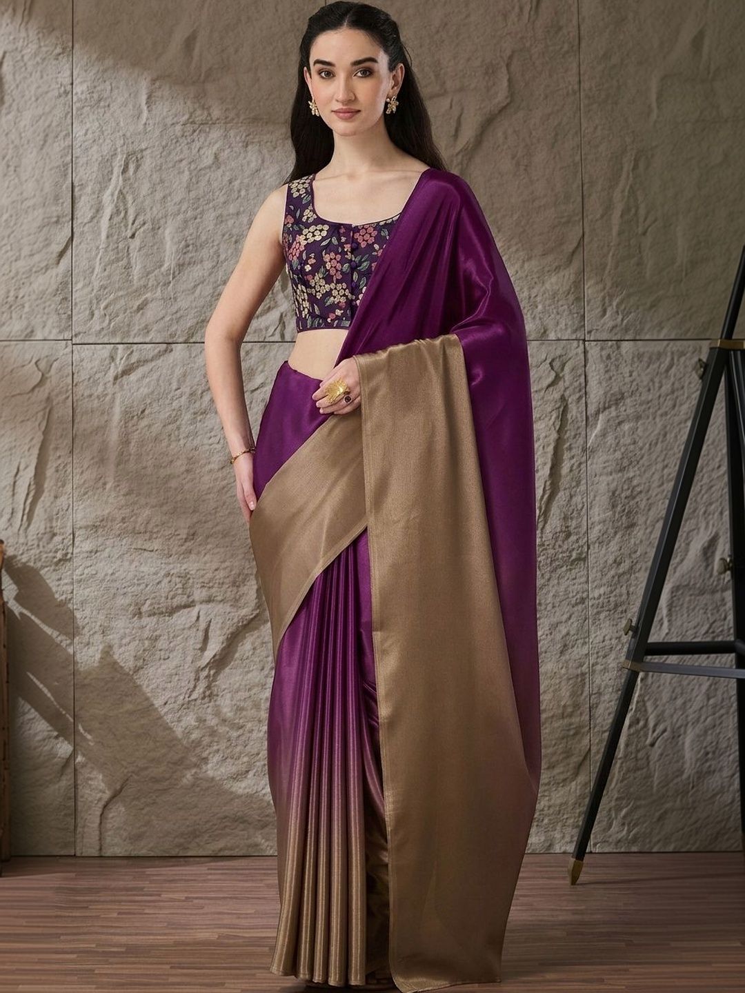 Ombre Satin Fusion Ikat Sarees