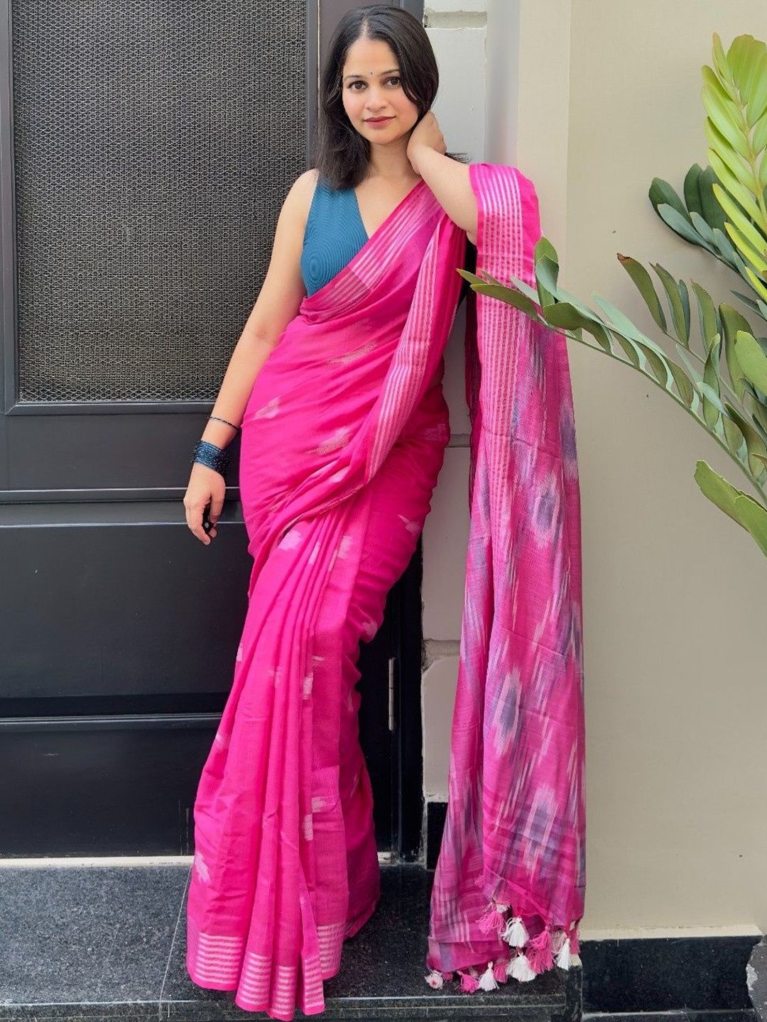 Polki By Bhagwati Pure Cotton Ikat Sarees