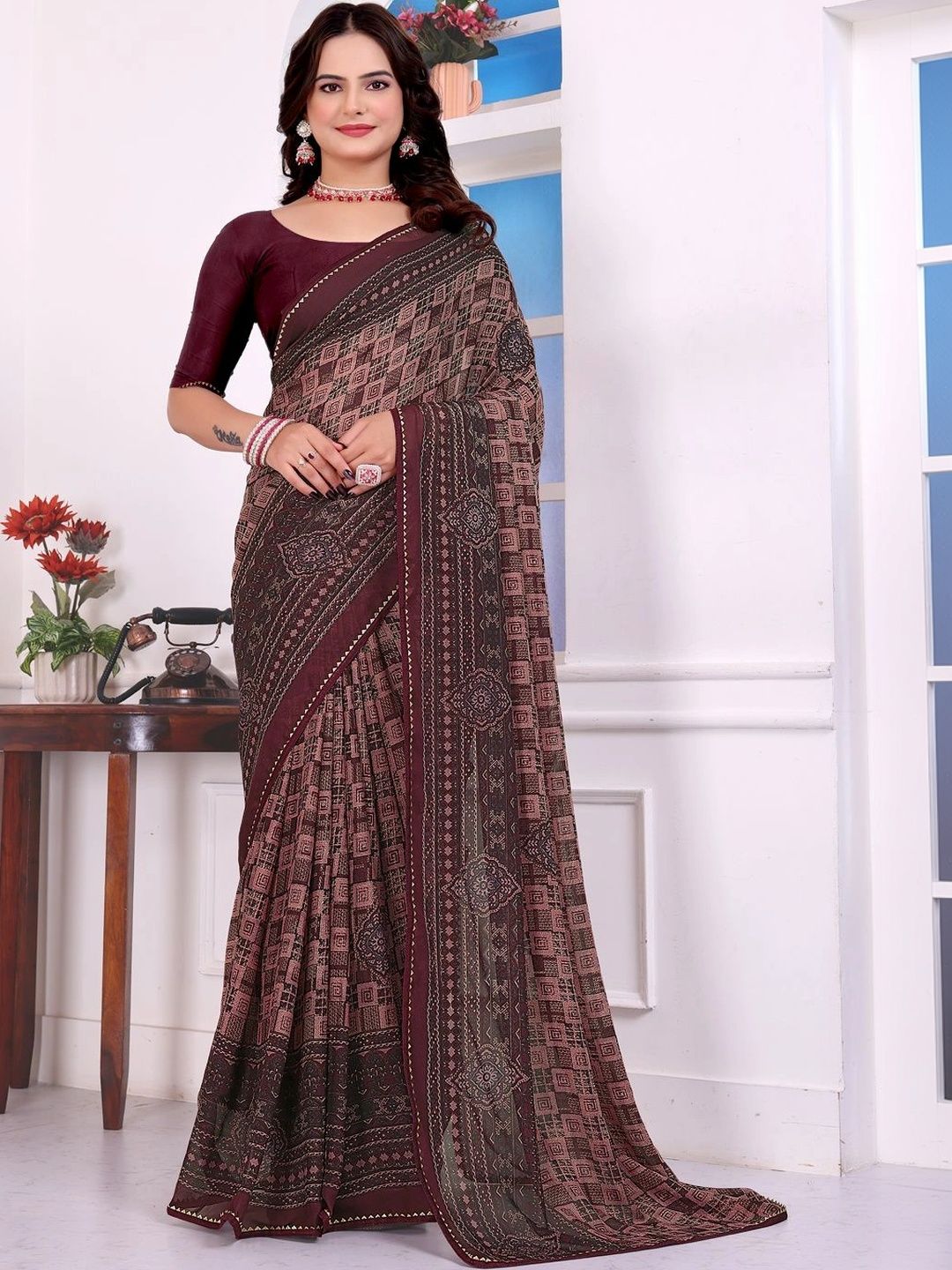 Poly Georgette Casual Bandhani Saree
