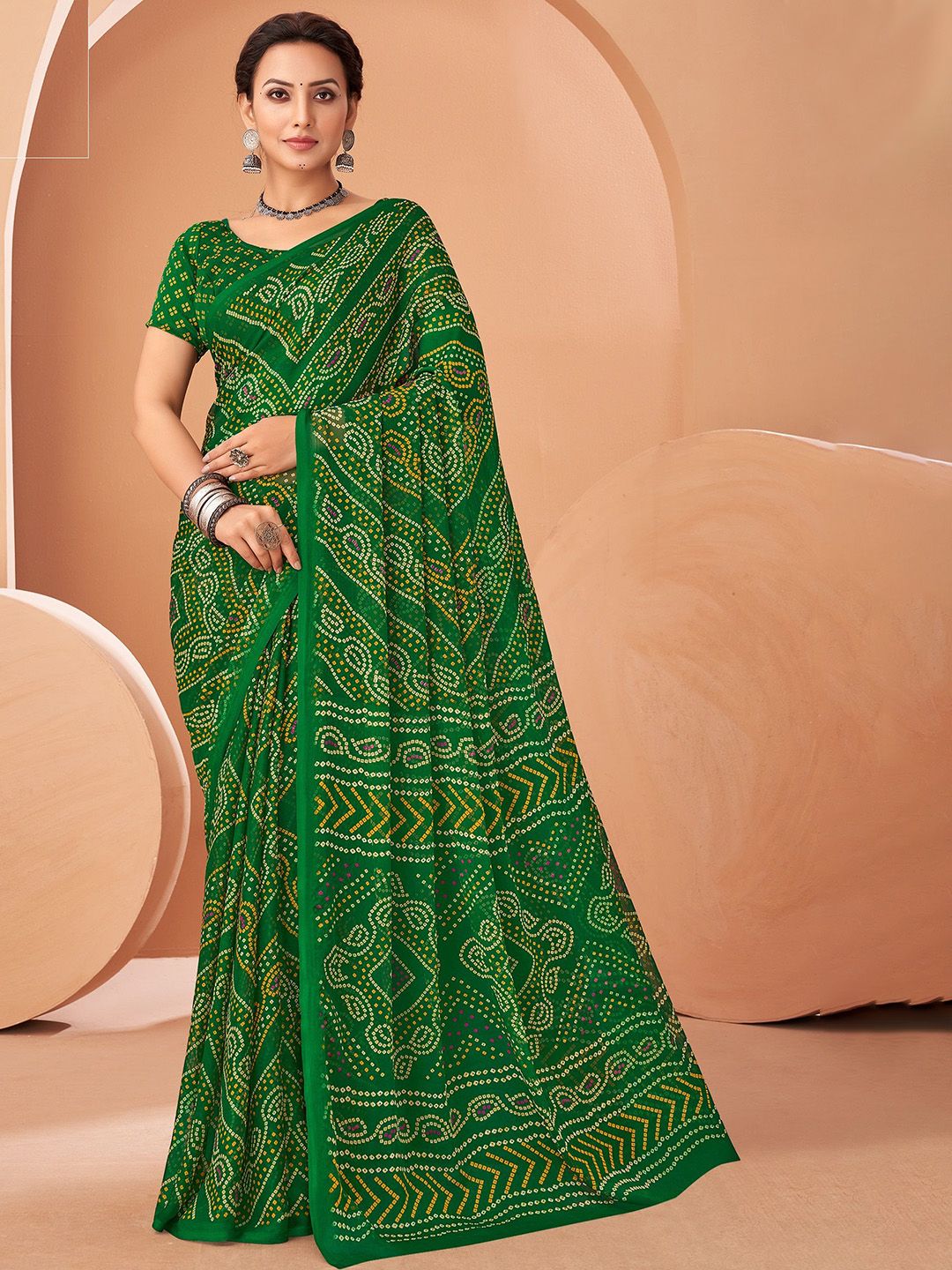 Pure Chiffon Traditional Bandhani Saree