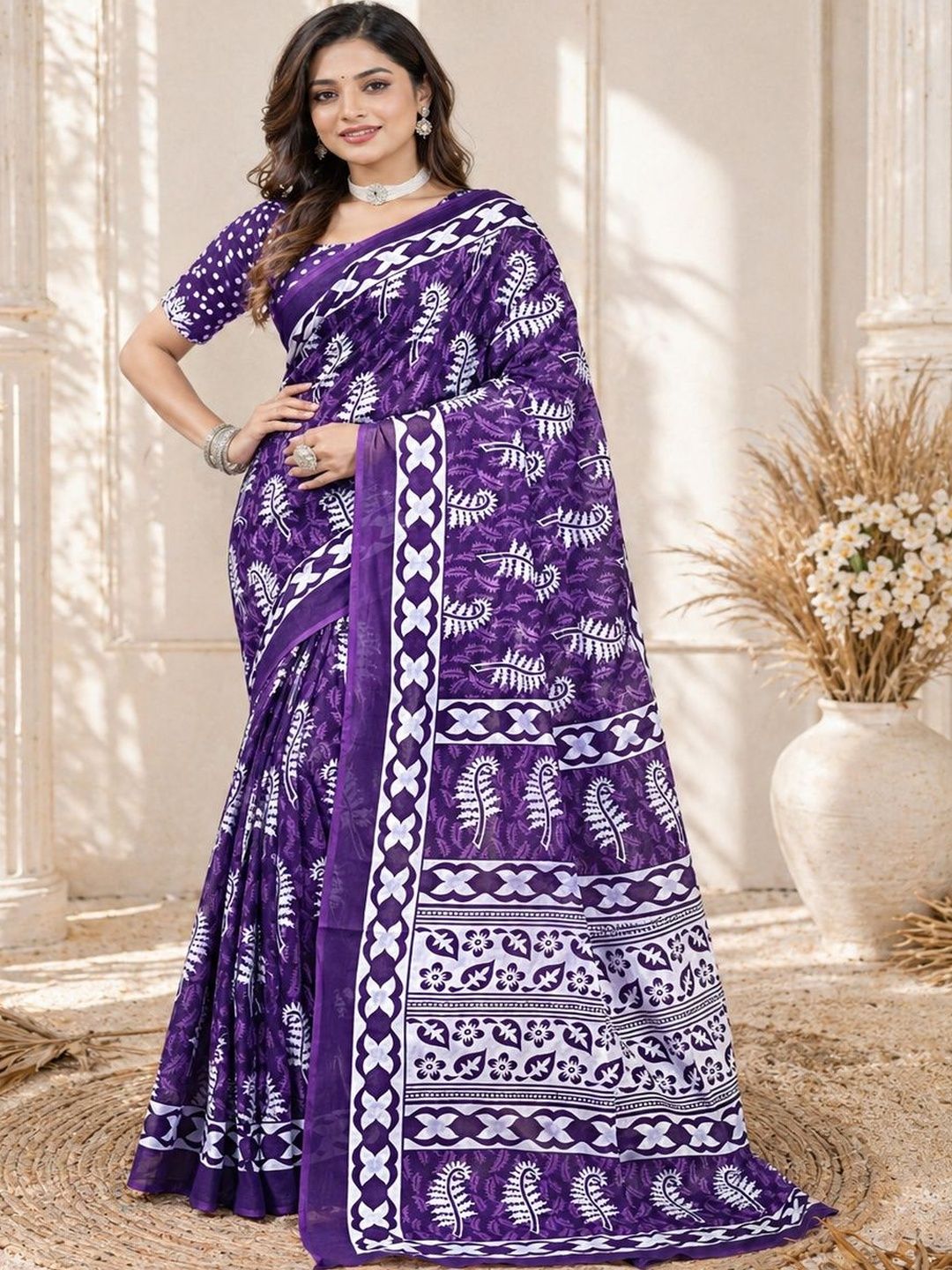 Pure Cotton Bandhani Saree Women