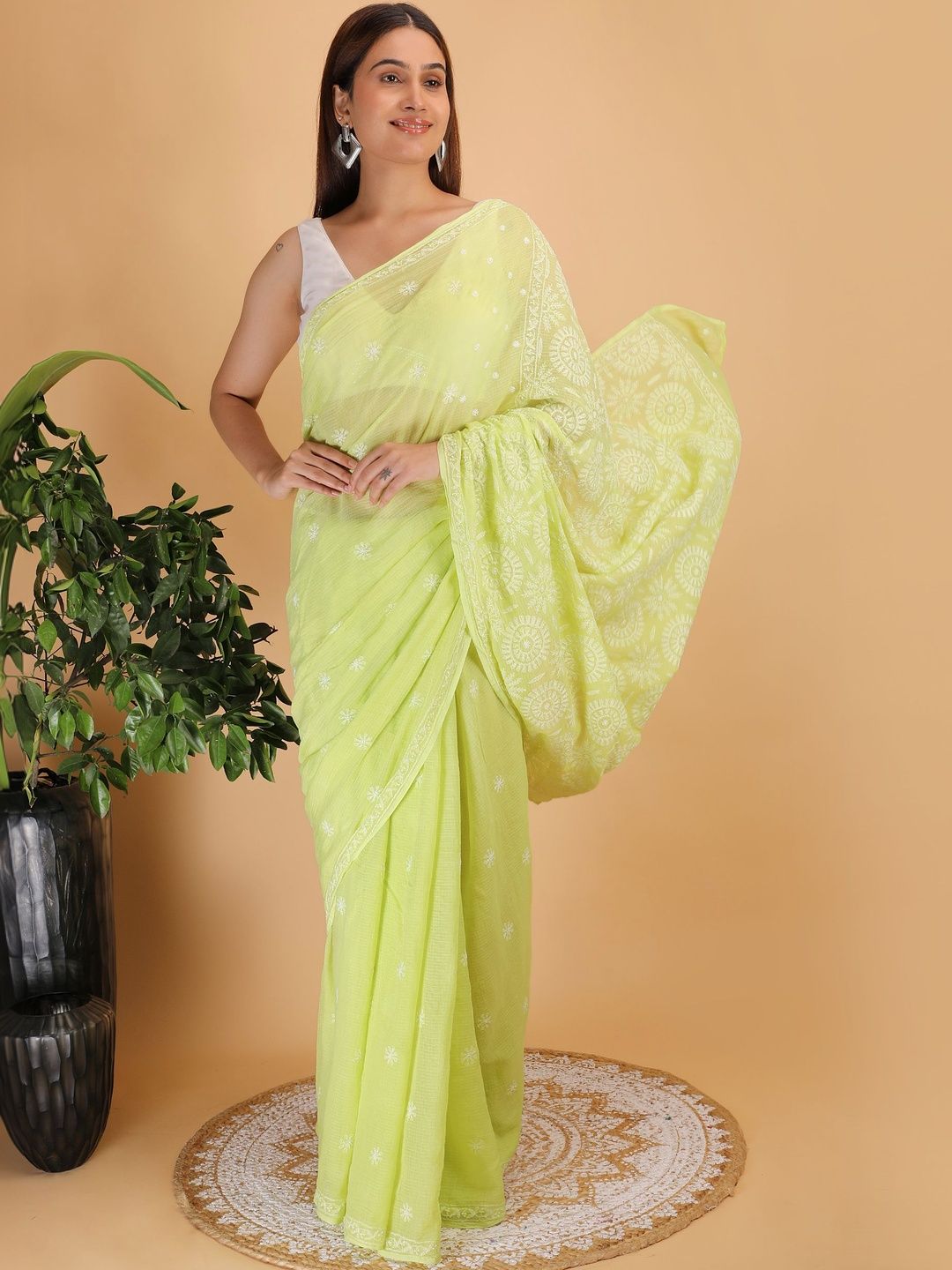 Pure Cotton Kota Chikankari Saree